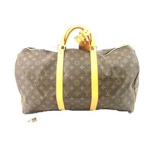 Louis Vuitton Brown Monogram Canvas Leather Keepall 50cm Duffle Bag Luggage